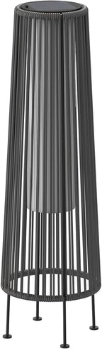 ACCVER Outdoor Floor Lamp 2-Pack, All-Weather Wicker Outdoor Solar Floor Lights, Waterproof, Gray