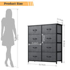 LIFERECORD 8 Drawers Dresser, Fabric Closet Chests Storage Organizer Tower with Wooden Top Metal Frame for Bedroom Living Room Hallway Entryway, Grey