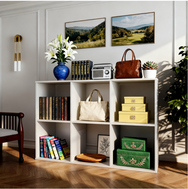 LIFERECORD 6 Cube Storage Organizer, 11x11 Cube Bookshelf with 3 Removable Back Panels, Open Cube Shelf for Living Room, Bedroom, Home Office, Kids Room, 35.9" L x 11.6" W x 23.2" H White