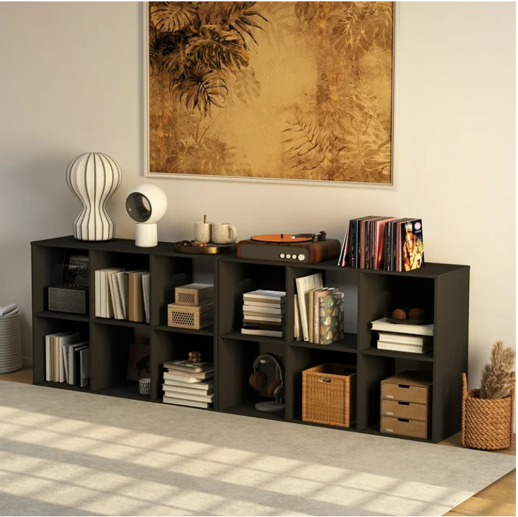 LIFERECORD 6 Cube Storage Organizer, 11x11 Cube Bookshelf with 3 Removable Back Panels, Open Cube Shelf for Living Room, Bedroom, Home Office, Kids Room, 35.9" L x 11.6" W x 23.2" H Black