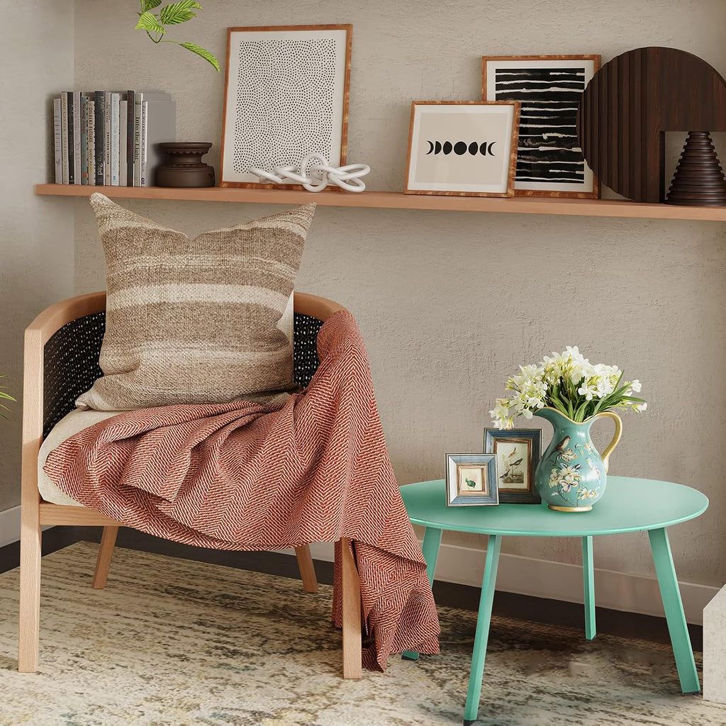 ACCVER 28 Inch Round Outdoor Coffee Table - Weatherproof Steel Patio Side Table for Deck, Backyard Outdoor & Indoor Use, Mint Green