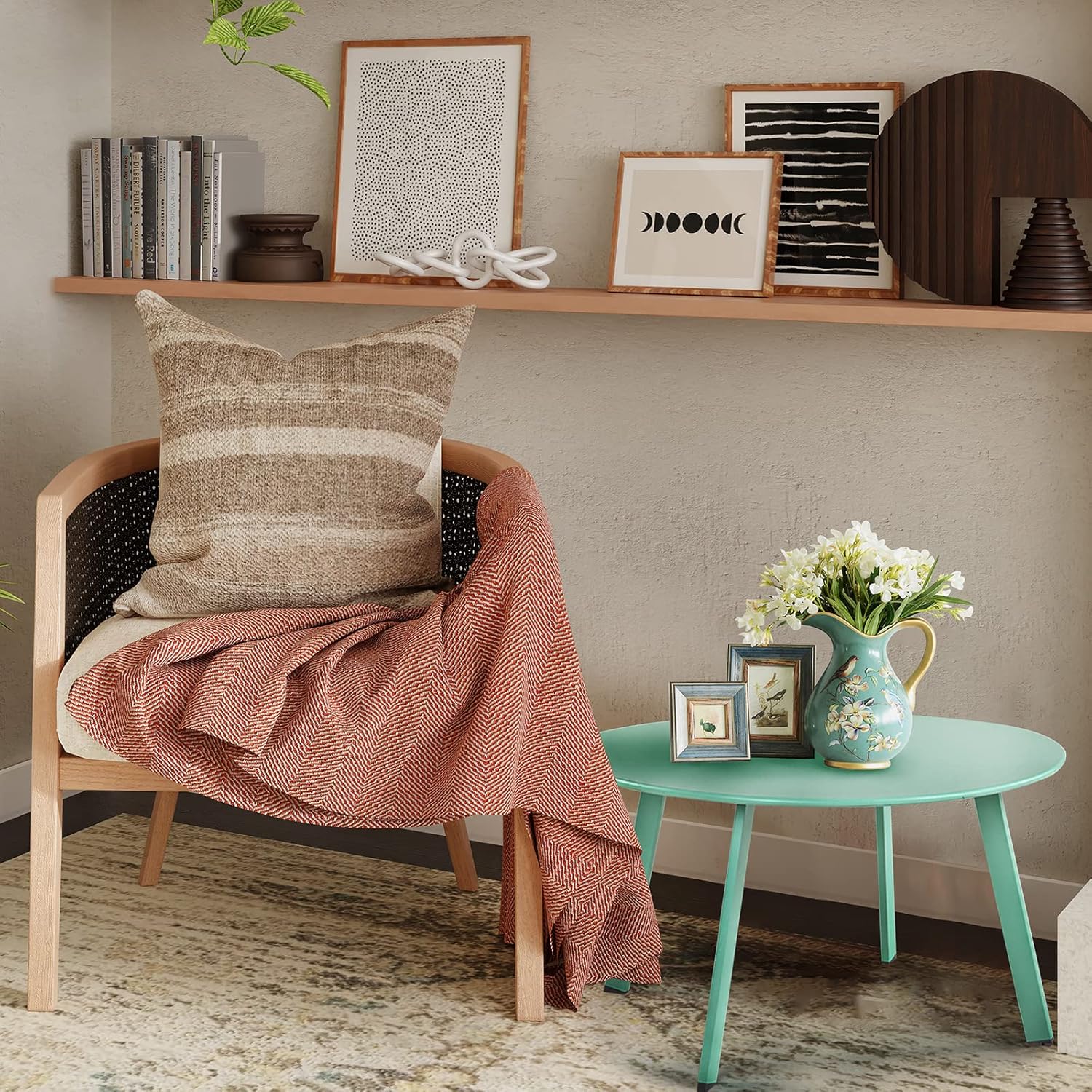 ACCVER 28 Inch Round Outdoor Coffee Table - Weatherproof Steel Patio Side Table for Deck, Backyard Outdoor & Indoor Use, Mint Green