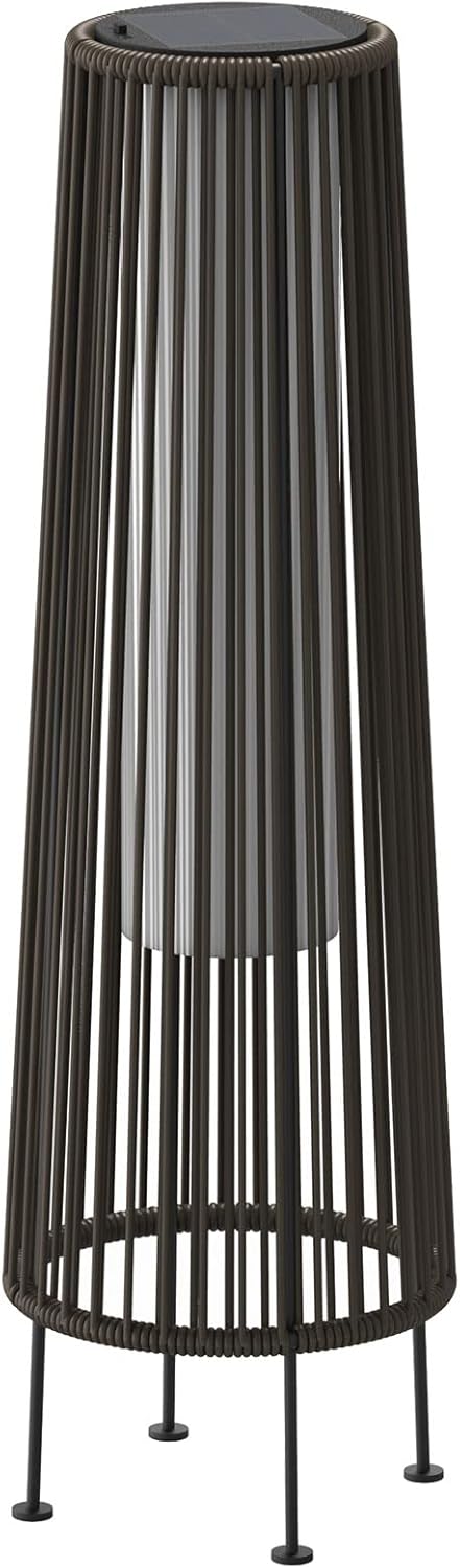 ACCVER Outdoor Floor Lamp 2-Pack, All-Weather Wicker Outdoor Solar Floor Lights, Waterproof, Dark Brown