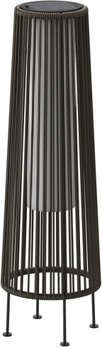 ACCVER Outdoor Floor Lamp 2-Pack, All-Weather Wicker Outdoor Solar Floor Lights, Waterproof, Dark Brown