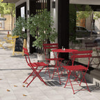 3-Piece Folding Bistro Set, 2 Chairs and 1 Table, Weather-Resistant Outdoor Indoor Conversation Set for Patio, Yard, Red