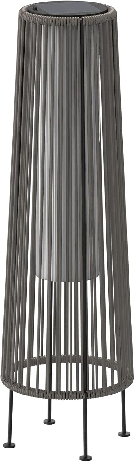 ACCVER Outdoor Floor Lamp 2-Pack, All-Weather Wicker Outdoor Solar Floor Lights, Waterproof, Light Brown