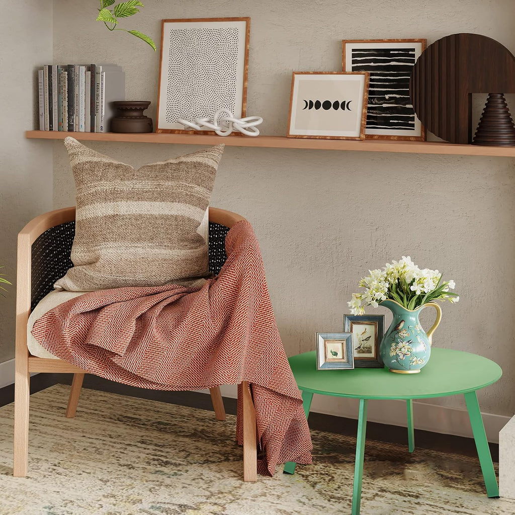 ACCVER 28 Inch Round Outdoor Coffee Table - Weatherproof Steel Patio Side Table for Deck, Backyard Outdoor & Indoor Use, Green