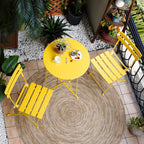 3-Piece Folding Bistro Set, 2 Chairs and 1 Table, Weather-Resistant Outdoor Indoor Conversation Set for Patio, Yard, Yellow
