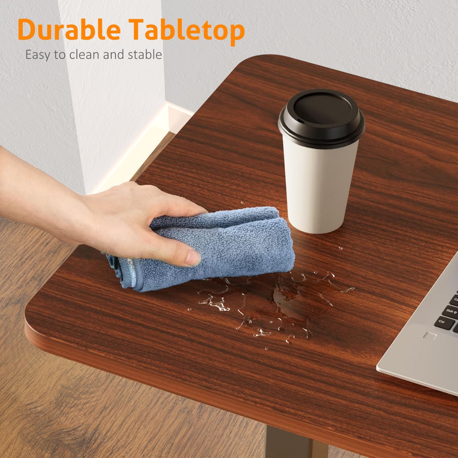 ACCVER Adjustable Overbed Table with Wheels for Hospital and Home Use, Rolling Laptop Desk and Mobile Standing Desk Portable Convenient Height, Brown