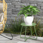 ACCVER Outdoor Side Table, 18-inch Small Round Side Snack Table with Adjustable Feet, Anti-Rust Metal End Accent Table for Patio Porch Balcony, Green