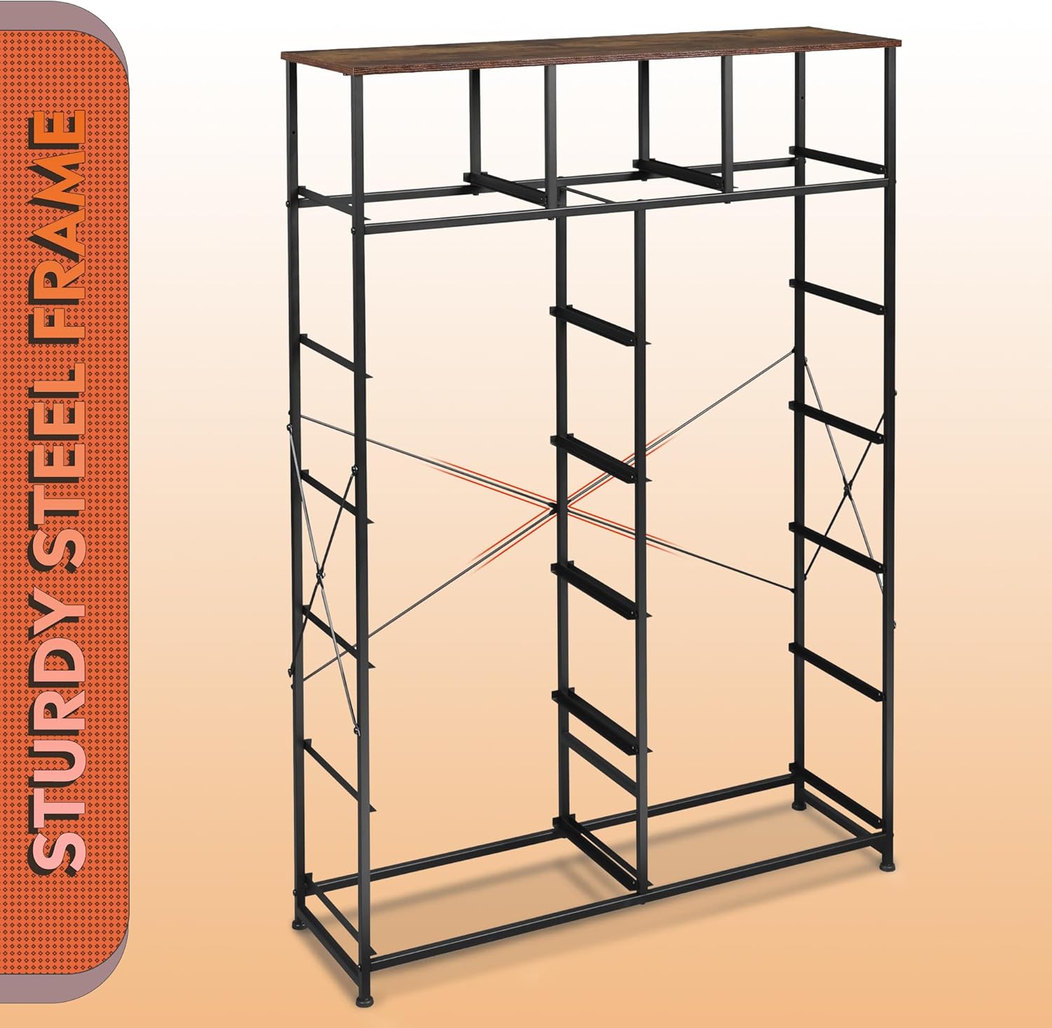 ACCVER 13-Drawer Fabric Dresser with Wood Top & Metal Frame, Closet and Chest for Bedroom, Clothes Storage Organizer, for Living Room, Apartment,Brown