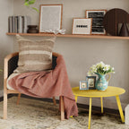 ACCVER 28 Inch Round Outdoor Coffee Table - Weatherproof Steel Patio Side Table for Deck, Backyard Outdoor & Indoor Use, Yellow