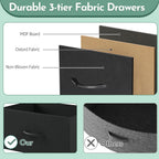 ACCVER 9-Drawer Fabric Dresser with Wood Top & Metal Frame, Closet and Chest for Bedroom, Clothes Storage Organizer, for Living Room, Apartment,Black