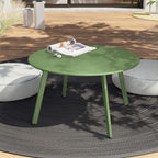ACCVER 28 Inch Round Outdoor Coffee Table - Weatherproof Steel Patio Side Table for Deck, Backyard Outdoor & Indoor Use, Green