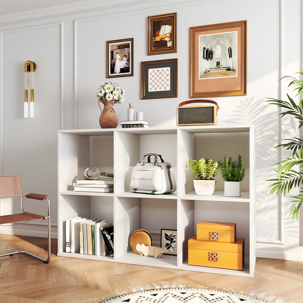 LIFERECORD 6 Cube Storage Organizer, 11x11 Cube Bookshelf with 3 Removable Back Panels, Open Cube Shelf for Living Room, Bedroom, Home Office, Kids Room, 35.9" L x 11.6" W x 23.2" H White