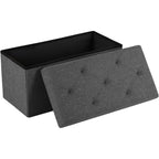ACCVER 30 Inches Foldable Storage Ottoman Bench - 660lbs Large Padded Seat Foot Rest w/ 154L Storage Chest, for Bedroom, Living Room & Entryway, Linen Grey