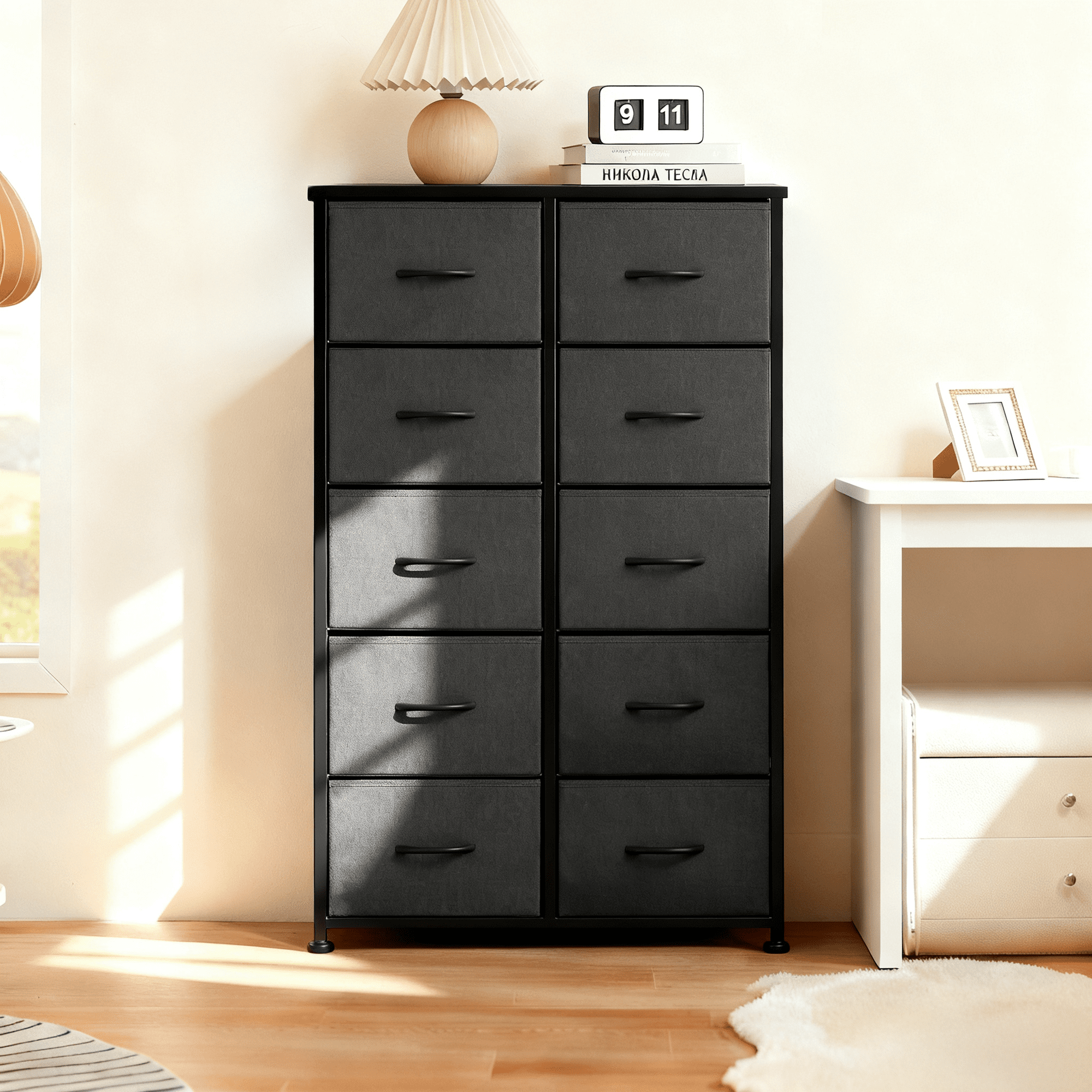 Airdown Dresser with Fabric Drawers, Multi-Purpose Nightstand and Storage Organizer for Adult and Child, Chest of Drawers for Bedroom, Closet, Living Room, Hallway