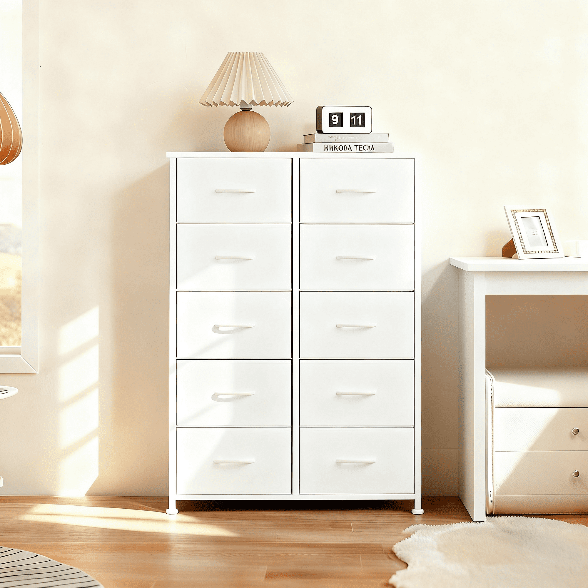 Airdown Dresser with Fabric Drawers, Multi-Purpose Nightstand and Storage Organizer for Adult and Child, Chest of Drawers for Bedroom, Closet, Living Room, Hallway