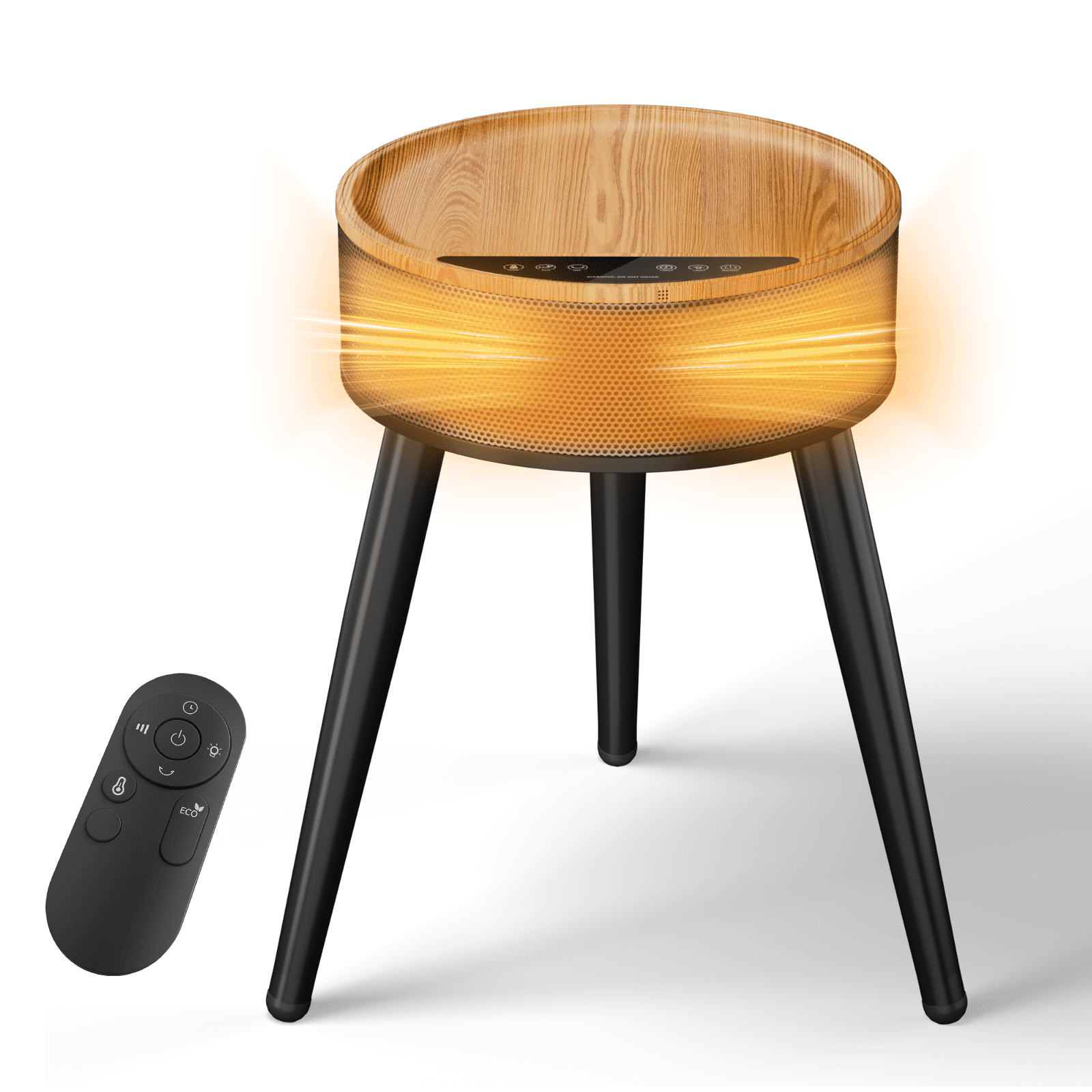 Airdown 3-in-1 Round Table Heater with 12H Timer, Remote Control and Light, Eco-Friendly Heater, 1500W PTC Table Heater for Home & Office