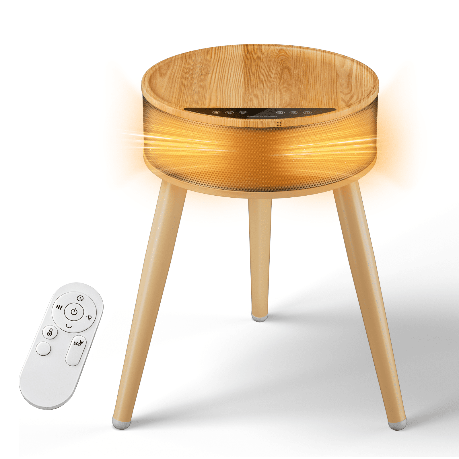 Airdown 3-in-1 Round Table Heater with 12H Timer, Remote Control and Light, Eco-Friendly Heater, 1500W PTC Table Heater for Home & Office