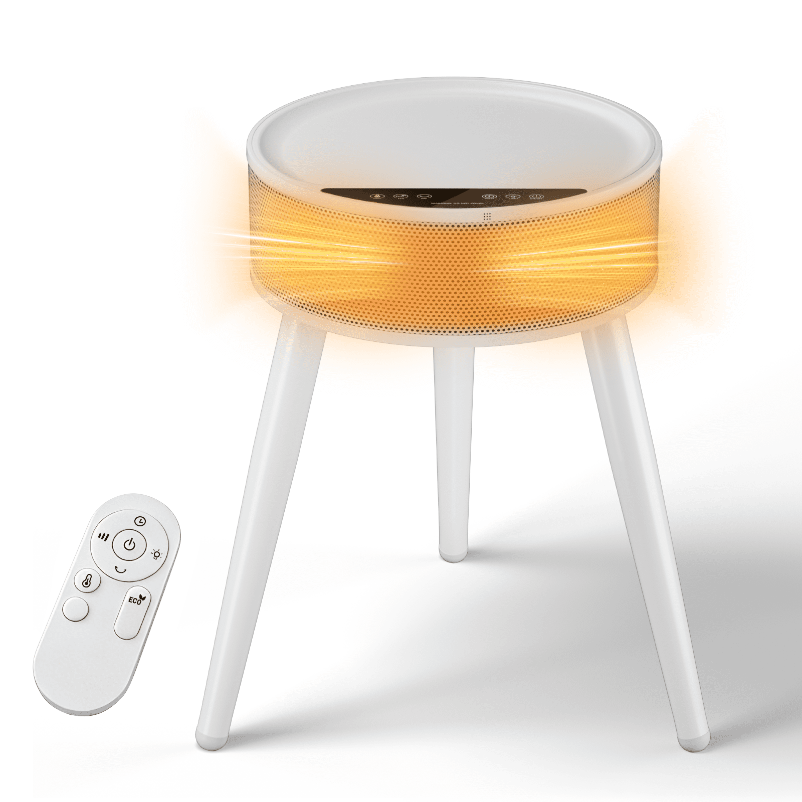 Airdown 3-in-1 Round Table Heater with 12H Timer, Remote Control and Light, Eco-Friendly Heater, 1500W PTC Table Heater for Home & Office