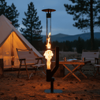 Airdown 61" Pellet Patio Heater with Visible Flame Column, Portable Outdoor Pellet Heater, All-Weather Fire Pit for Backyard & Camping & Patio