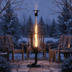 Airdown 61" Pellet Patio Heater with Visible Flame Column, Portable Outdoor Pellet Heater, All-Weather Fire Pit for Backyard & Camping & Patio