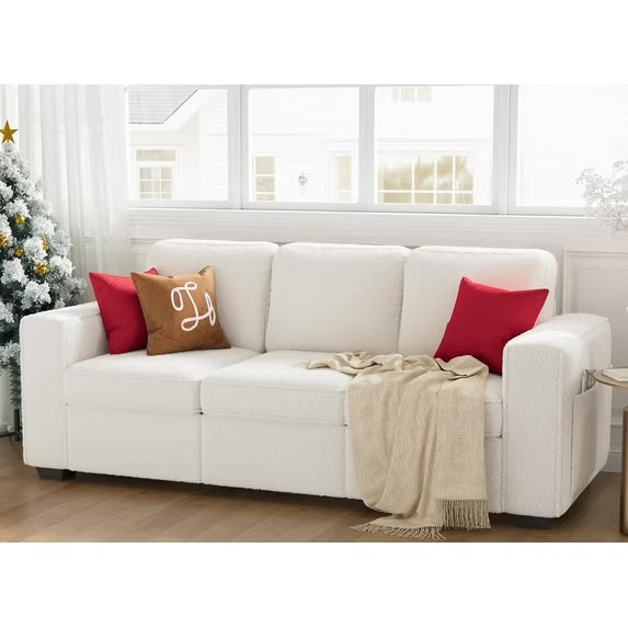 Airdown Modern 3 Seater Sofa for Living Room, Deep Seat Couch with Side Pockets
