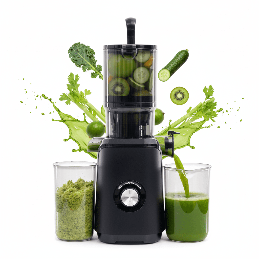 Airdown Cold Press Juicer, 4.25" Wide Mouth Feed Chute, Slow Masticating Juicer for Vegetables and Fruits, High Juice Yield, Easy to Clean