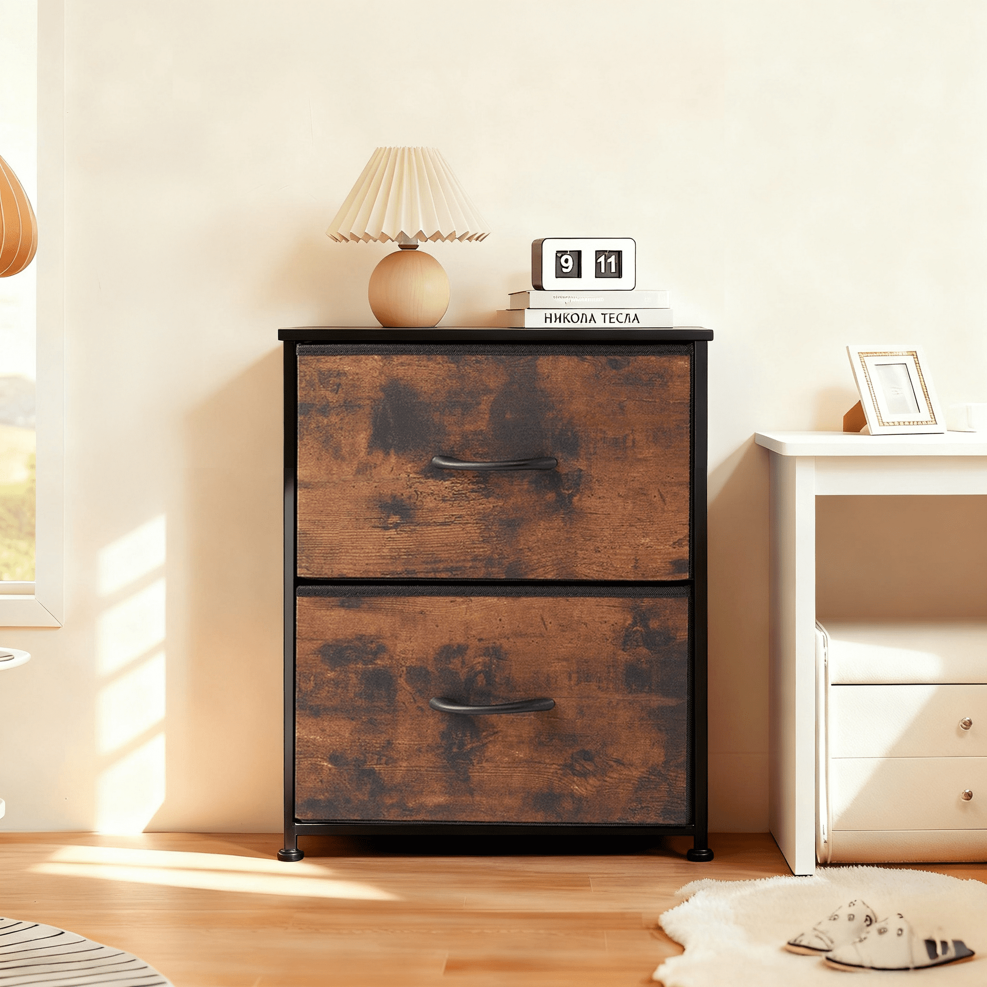 Airdown Dresser with Fabric Drawers, Multi-Purpose Nightstand and Storage Organizer for Adult and Child, Chest of Drawers for Bedroom, Closet, Living Room, Hallway