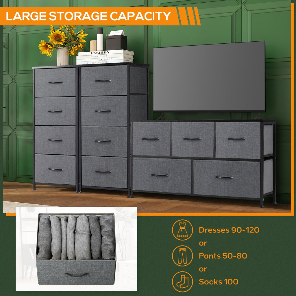 ACCVER Dresser for Bedroom 4 Storage drawer, Fabric Closet Chests Organizer Tower with Wooden Top Metal Frame for Living Room Hallway Entryway