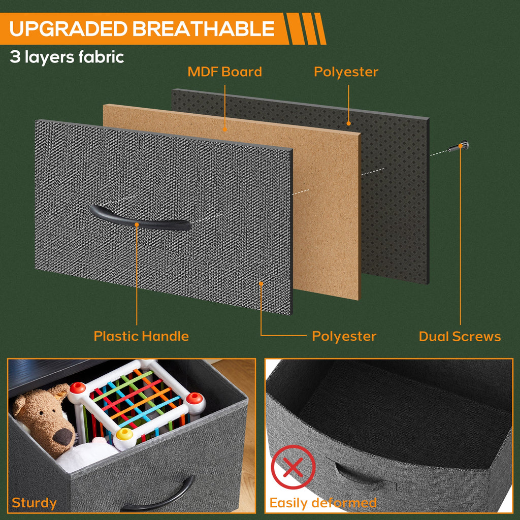 ACCVER Dresser for Bedroom 4 Storage drawer, Fabric Closet Chests Organizer Tower with Wooden Top Metal Frame for Living Room Hallway Entryway