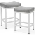 LIFERECORD Saddle Stools Set of 2, Ergonomic Counter Height 24 Inch Bar Stools with Thick Seats and Metal Frame, for Kitchen, Bar, Dining Room, Cafe, Gray