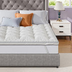 Airdown Topper - Extra Thick Pillow Top Mattress Topper, Down Alternative Filled, Washable with Elastic Straps for Back Pain Relief