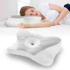 Cervical Pillow with Contoured Memory Foam Cover for Side and Stomach Sleepers