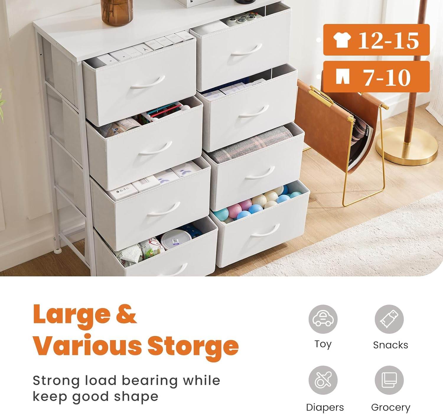 My Depot Bedroom Dresser with 8 Fabric Drawers 
Large &Various storge