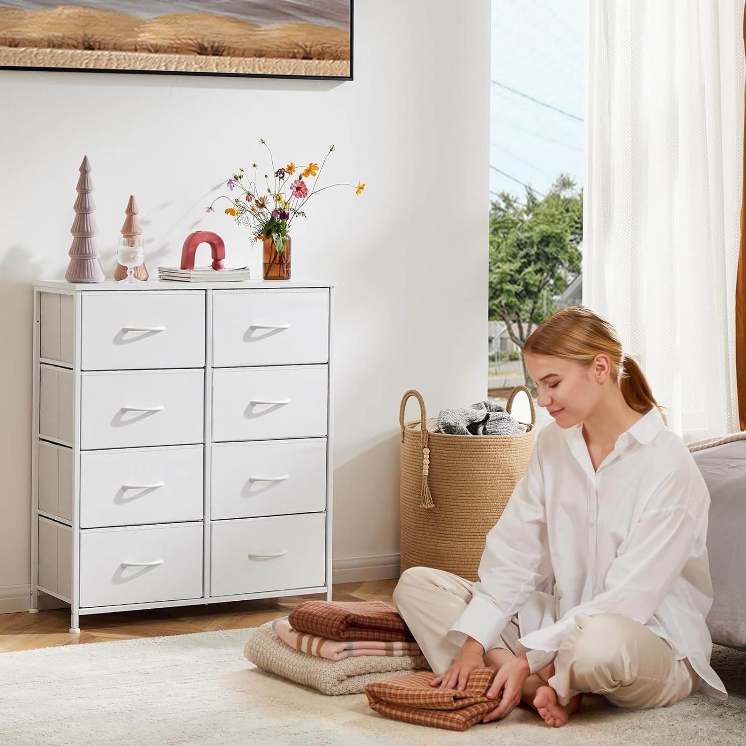 My Depot Bedroom Dresser with 8 Fabric Drawers 
White
SPMD-CAB-8BC-WT
