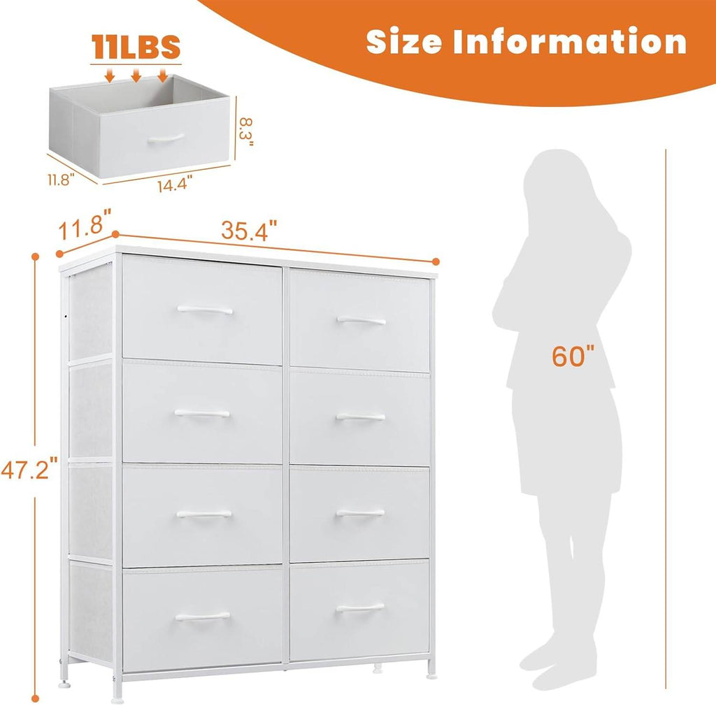 My Depot Bedroom Dresser with 8 Fabric Drawers
Size information