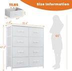 My Depot Bedroom Dresser with 8 Fabric Drawers
Size information