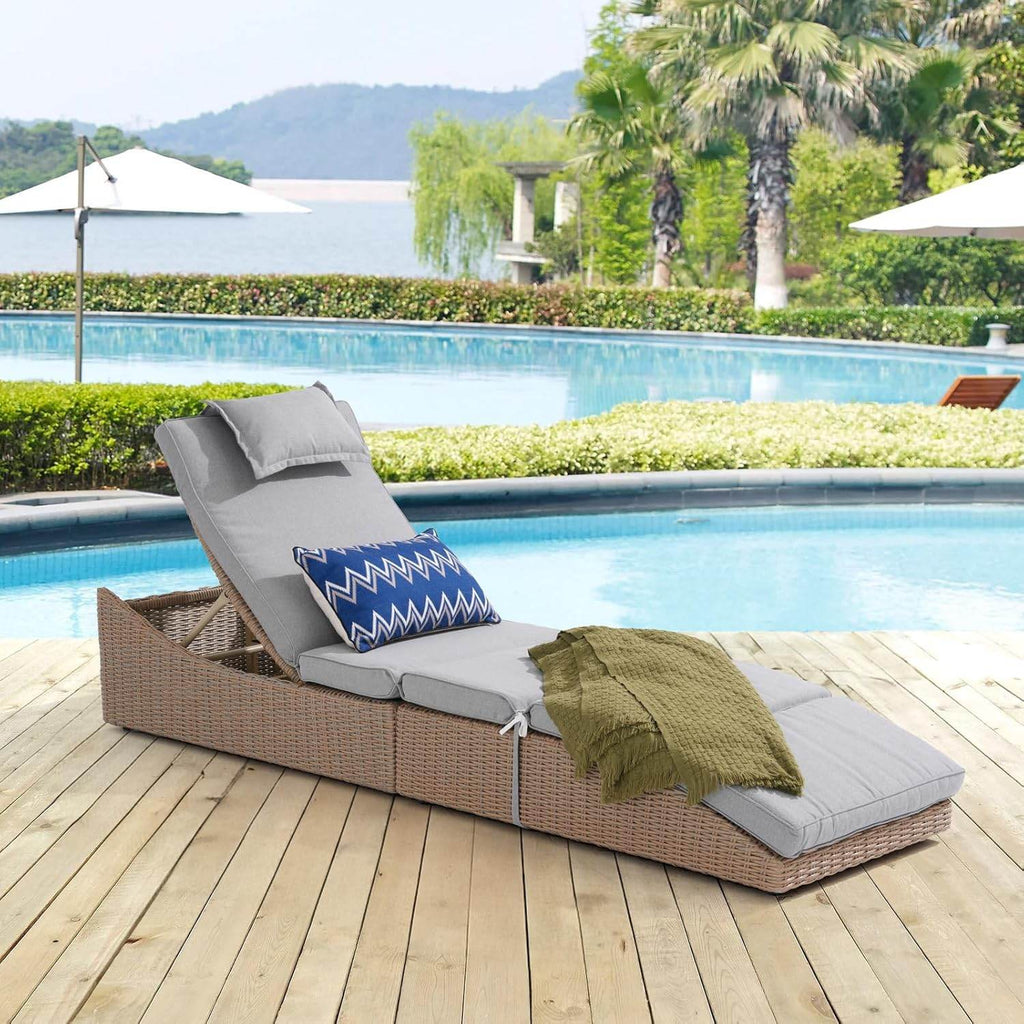 My Depot Outdoor Lounge Chair PE Wicker Rattan Backrest Pool Lounge Chair 
Light Gray
SPMD-0LO2NT