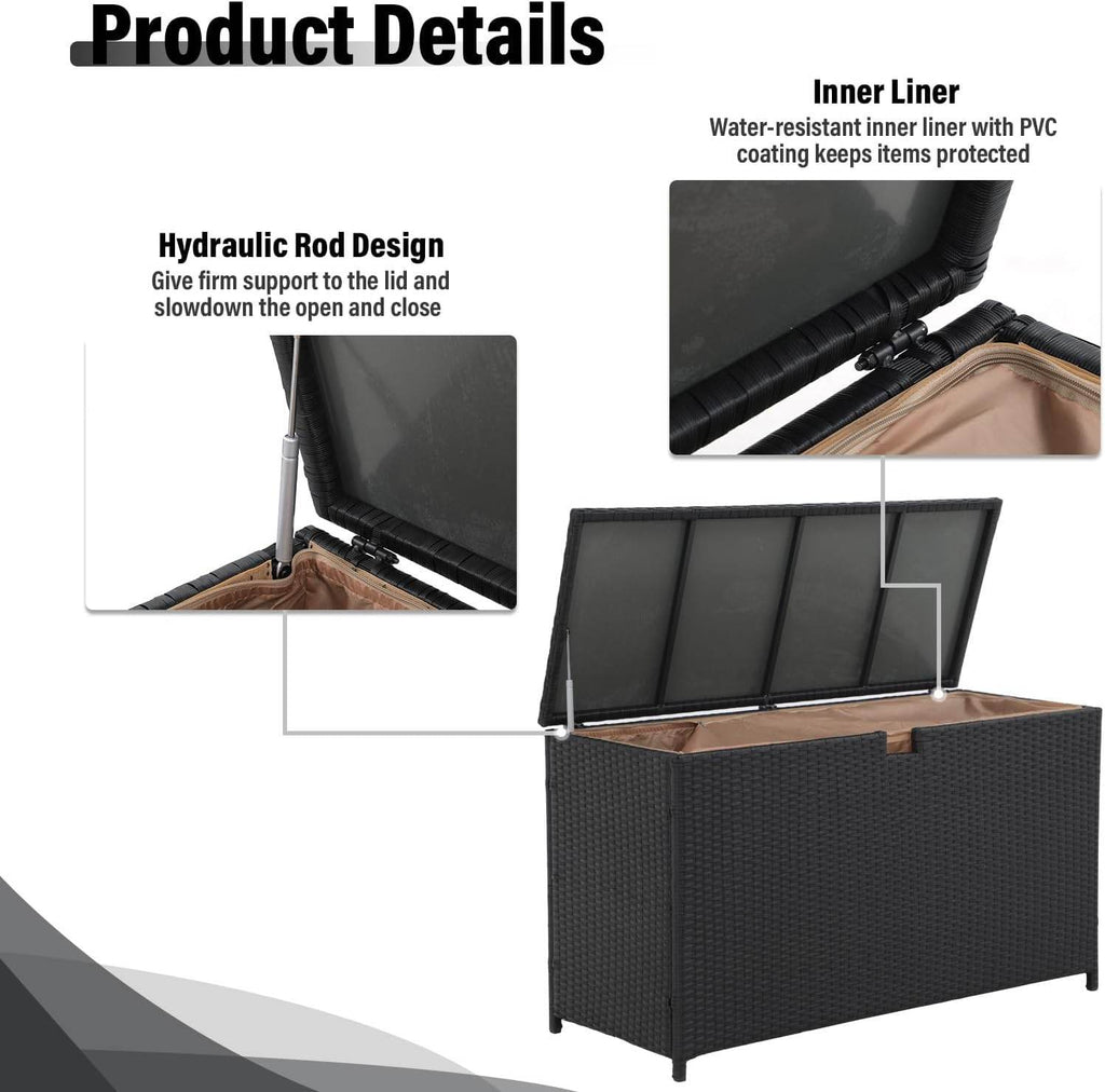My Depot Storage Deck Box 
Product Details
Inner Liner
Hydraulic Rod Design

