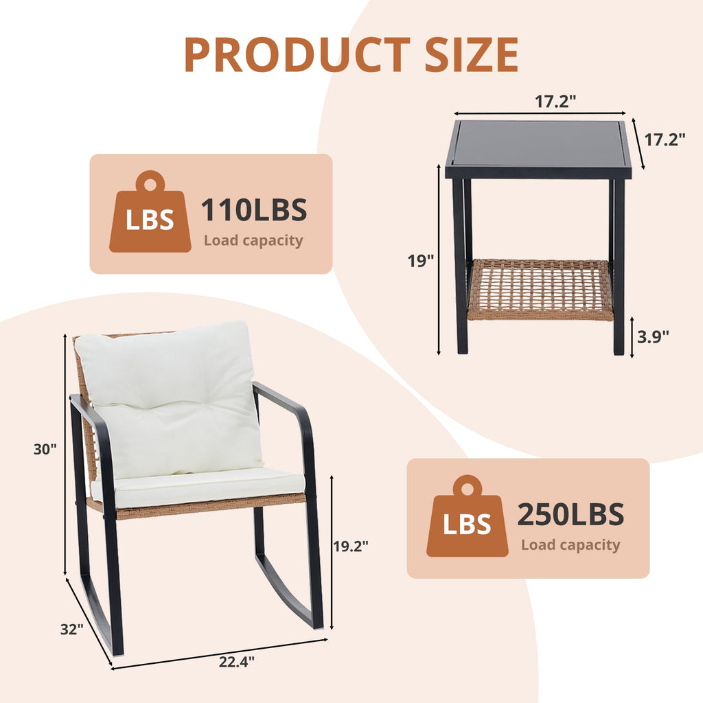 MyDepot 3 Pieces Rocking Bistro Set
PRODUCT SIZE