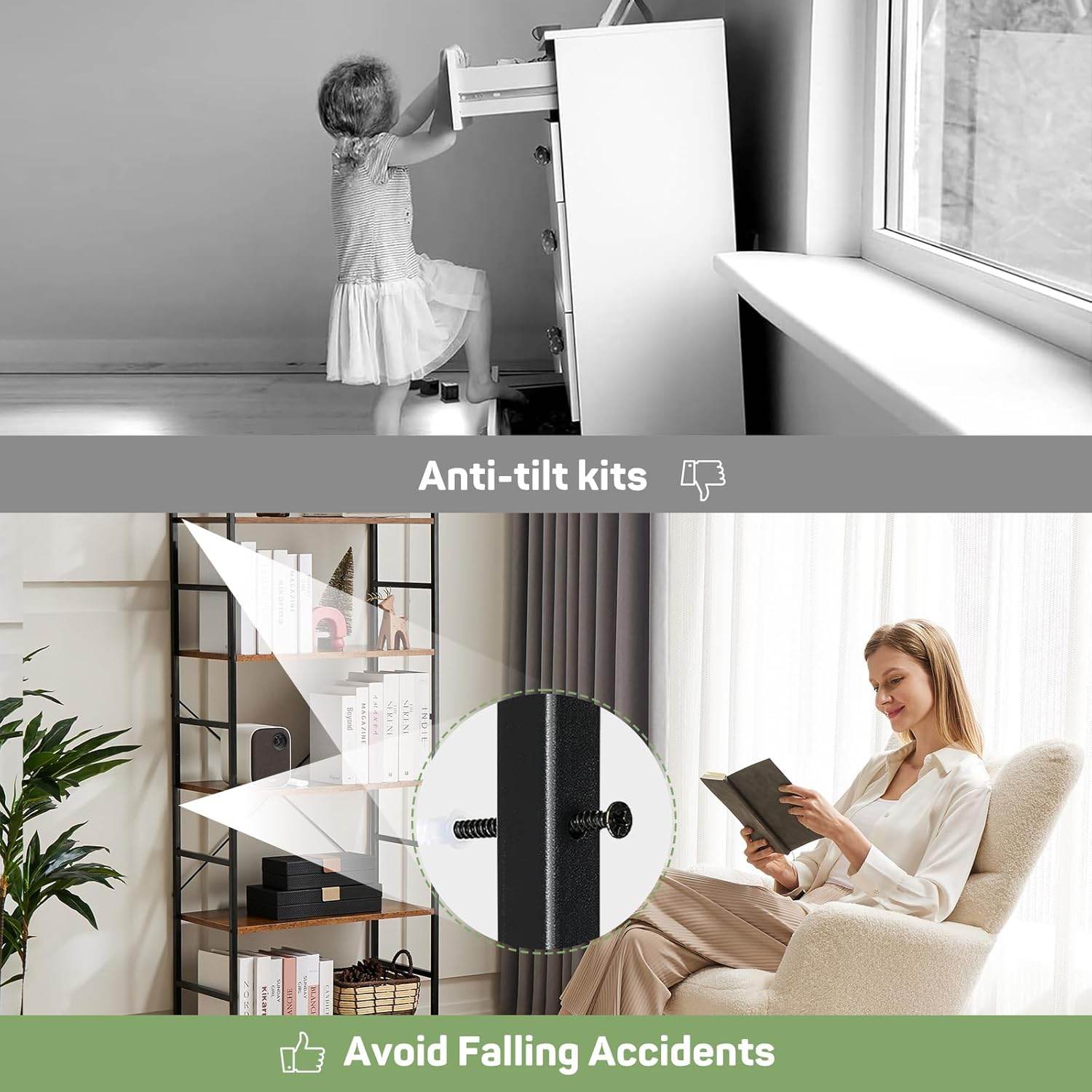 Shelf 5-Tier Modern Industrial Corner Storage Rack with Steel Shelves for Bedroom, Living Room, Kitchen or Home Office