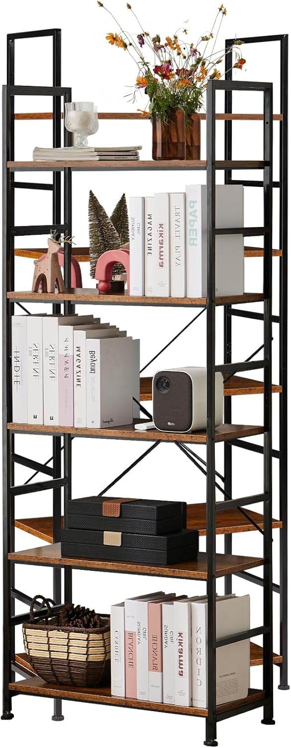 Shelf 5-Tier Modern Industrial Corner Storage Rack with Steel Shelves for Bedroom, Living Room, Kitchen or Home Office
