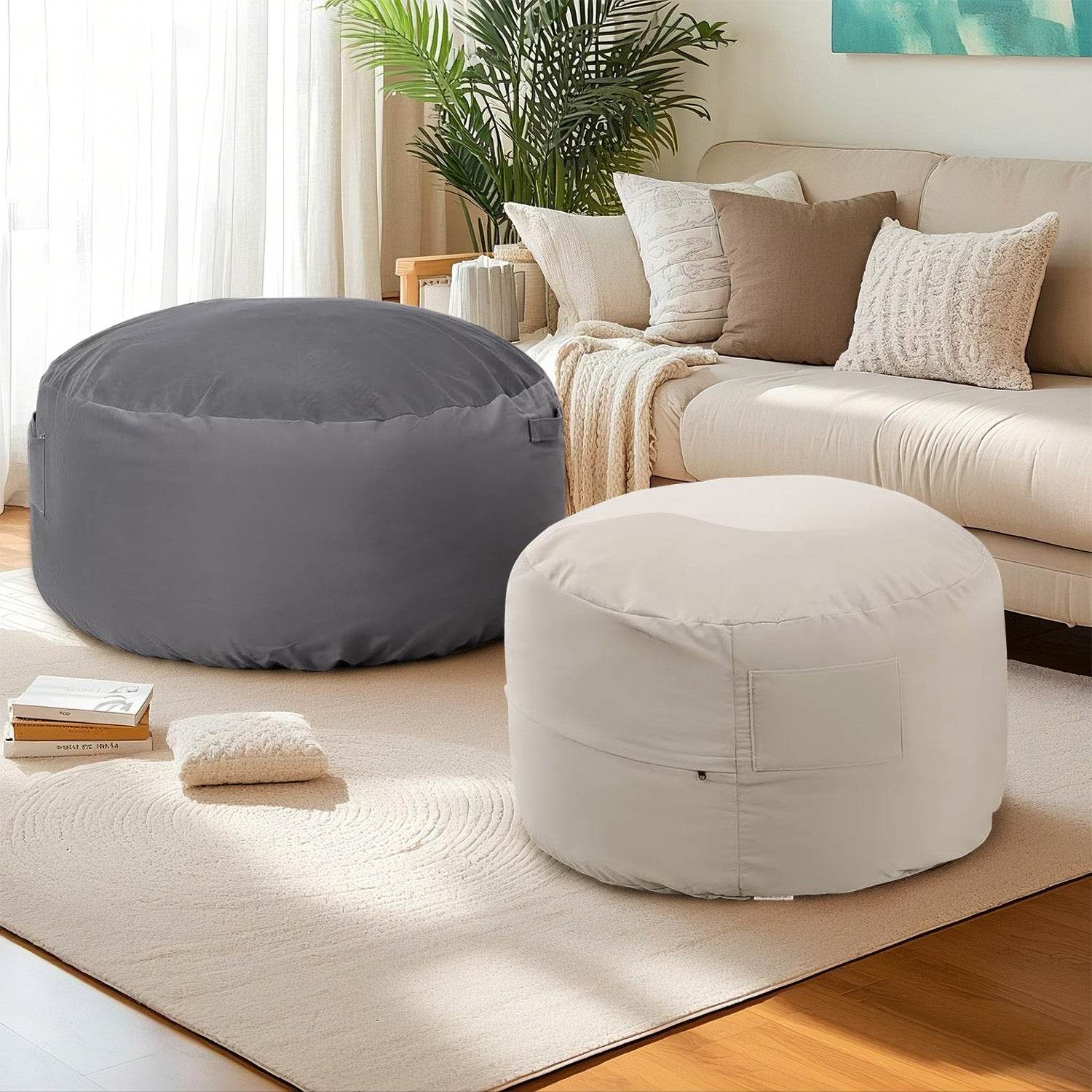 Bean Bag Sofa with Soft Removable Cover, Extra Large Comfortable Round Shape for Living Room Bedroom College Dormitory