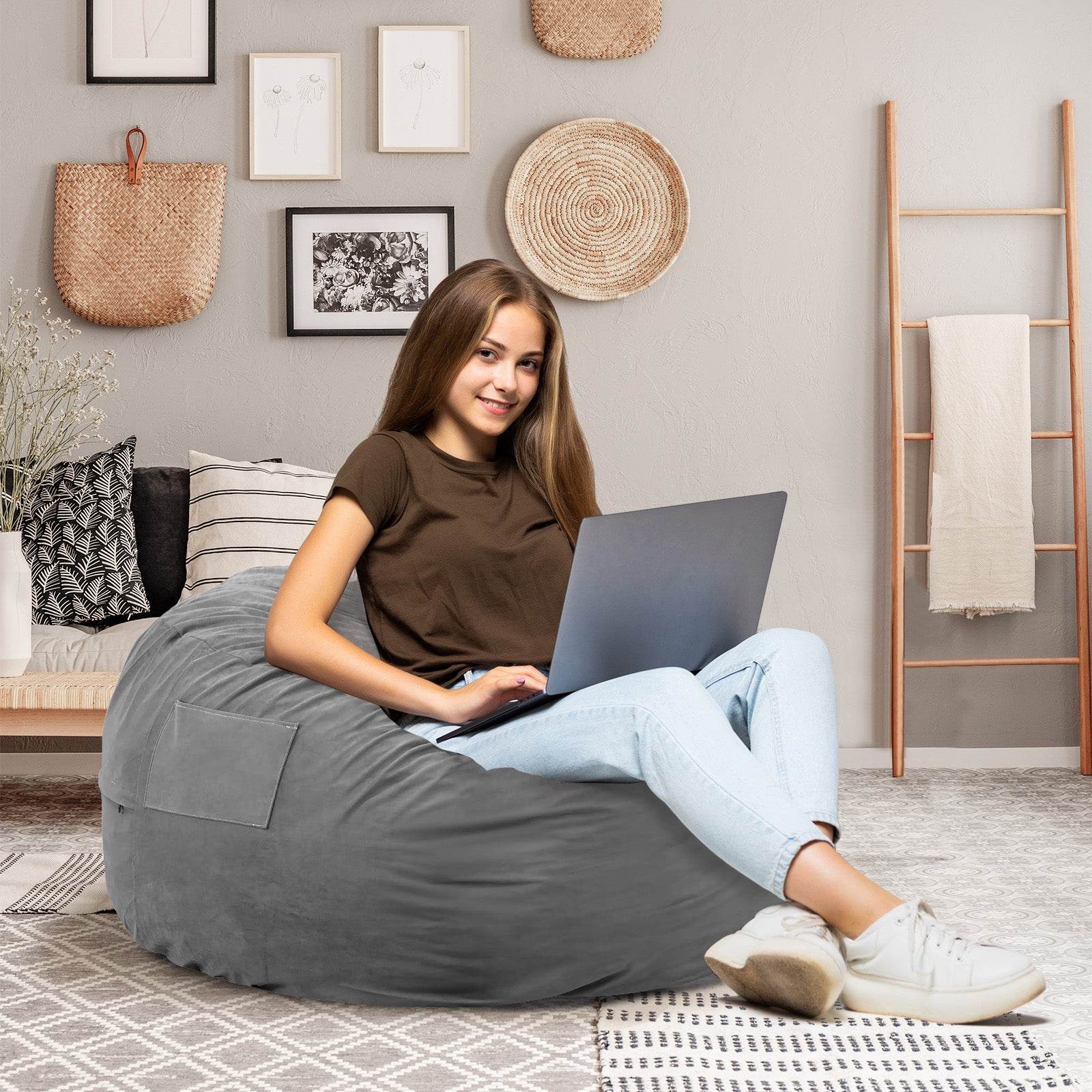 Bean Bag Sofa with Soft Removable Cover, Extra Large Comfortable Round Shape for Living Room Bedroom College Dormitory