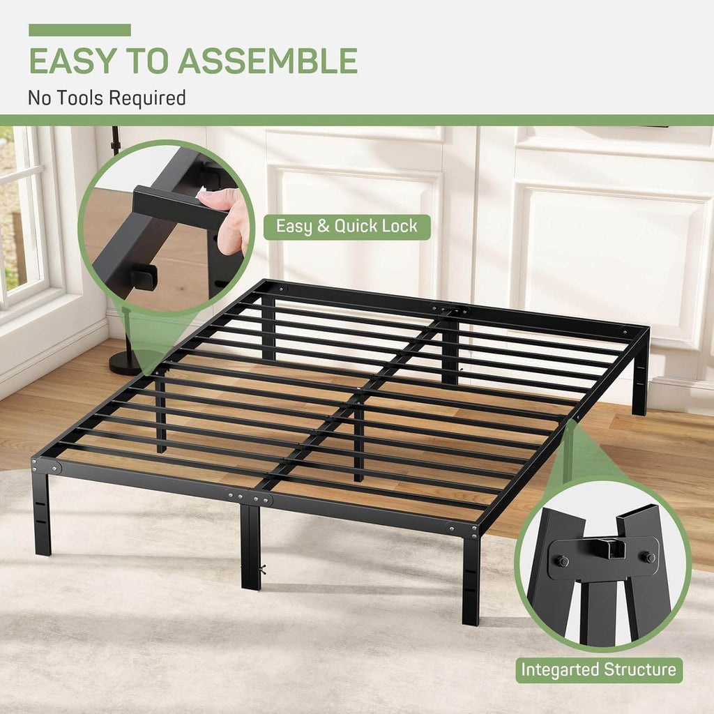 Bed Frame Heavy-Duty Metal Platform Frame with Storage Space Sturdy Steel Slats Support No Box Spring Required