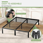 Bed Frame Heavy-Duty Metal Platform Frame with Storage Space Sturdy Steel Slats Support No Box Spring Required