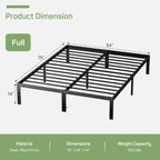 Bed Frame Heavy-Duty Metal Platform Frame with Storage Space Sturdy Steel Slats Support No Box Spring Required
