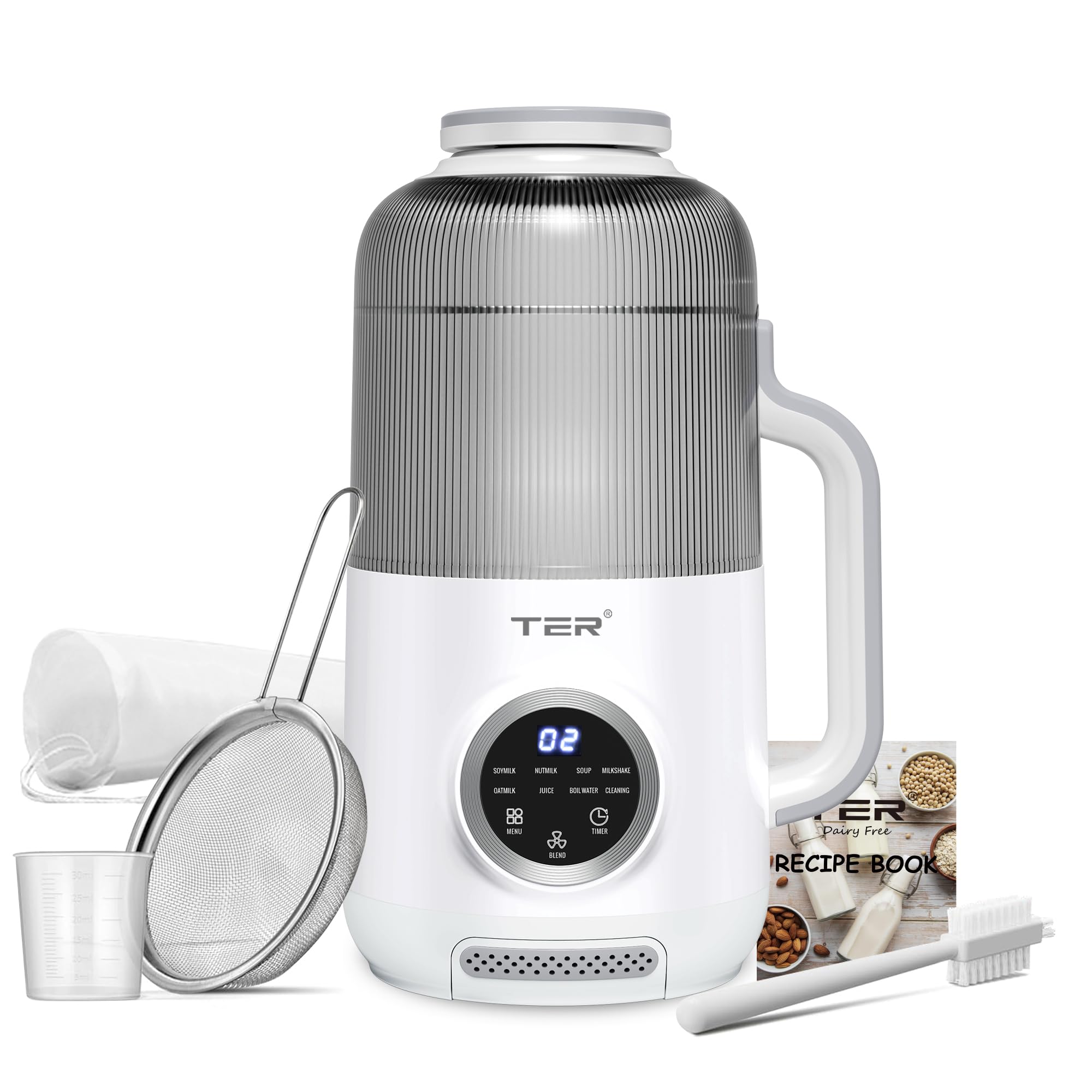 10-in-1 Nut Milk Maker, 40oz Blender Homemade Almond, Oat, Soy, Coconut Milk, Juice & Soup, Electric Bean Milk Machine with Delay Start/Auto-Clean/Boil Water/Keep Warm